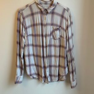 Black, pink, burnt orange and cream flannel